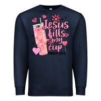 Navy valentine jesus fills my cup Premium Sweatshirt - MaliasSmallBusiness