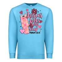 Ocean Blue valentine jesus fills my cup Premium Sweatshirt - MaliasSmallBusiness