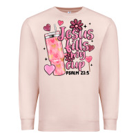 Pale Pink valentine jesus fills my cup Premium Sweatshirt - MaliasSmallBusiness