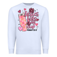 White valentine jesus fills my cup Premium Sweatshirt - MaliasSmallBusiness