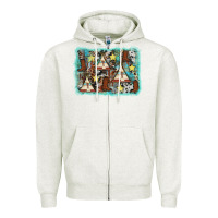 Oatmeal Heather tribe tent western background Zipper Hoodie - AdoDesignShop