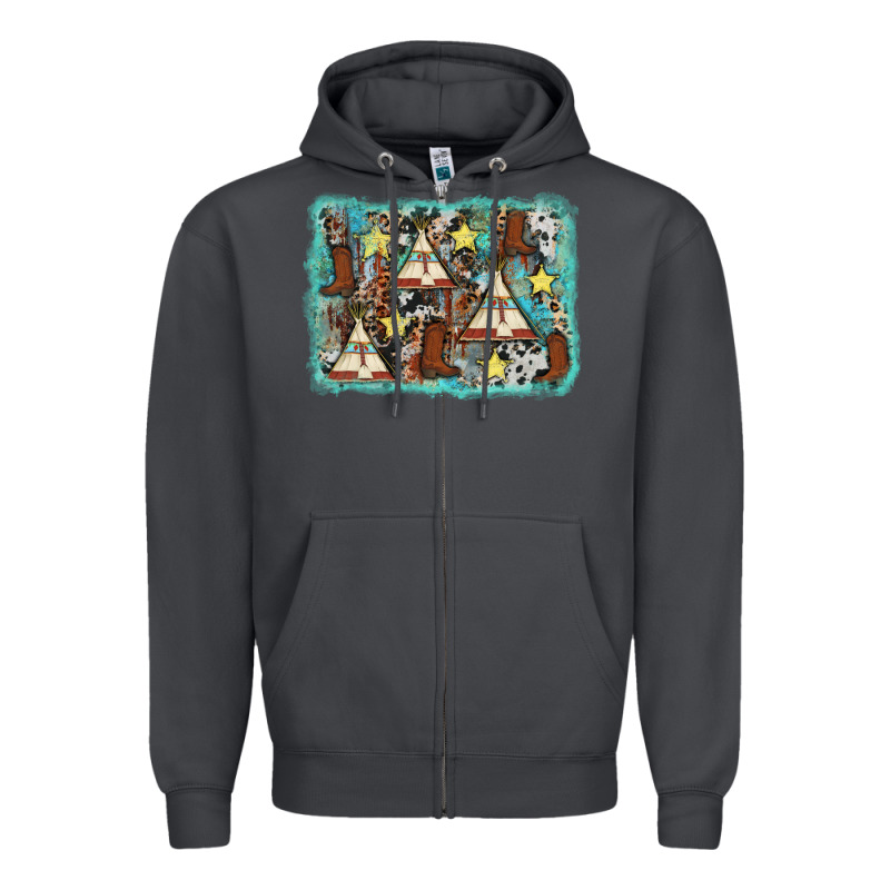Tribe Tent Western Background Zipper Hoodie by AdoDesignShop | Teevron