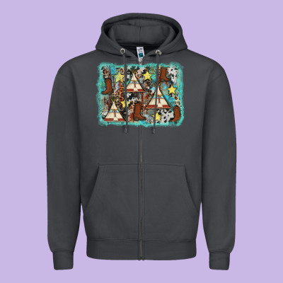 Tribe Tent Western Background Zipper Hoodie Designed By Adodesignshop