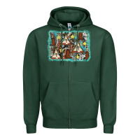Sports Green tribe tent western background Zipper Hoodie - AdoDesignShop