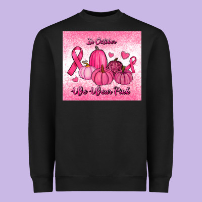 In October We Wear Pink Pumpkin Heavyweight Sweatshirt Designed By Ranaportraitstore
