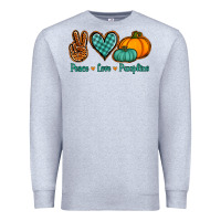 Heather Grey Peace love pumpkins Premium Sweatshirt - NancyCooperArtShop