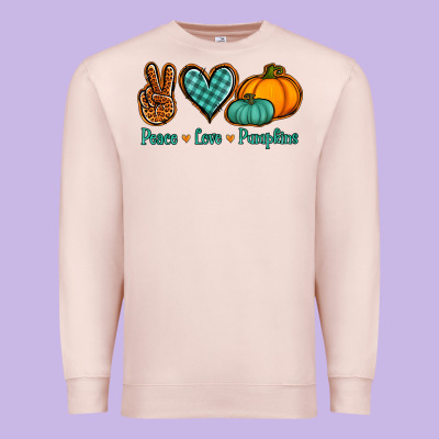 Peace Love Pumpkins Premium Sweatshirt Designed By Nancycooperartshop