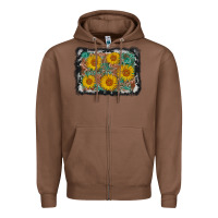 Chestnut leather sunflower background Zipper Hoodie - AdoDesignShop