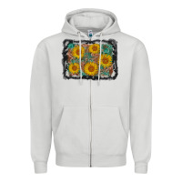 Dove Grey leather sunflower background Zipper Hoodie - AdoDesignShop