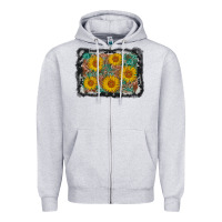 Heather Grey leather sunflower background Zipper Hoodie - AdoDesignShop