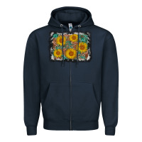 Navy leather sunflower background Zipper Hoodie - AdoDesignShop