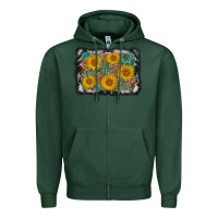 Sports Green leather sunflower background Zipper Hoodie - AdoDesignShop