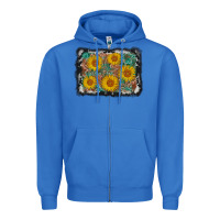 True Royal leather sunflower background Zipper Hoodie - AdoDesignShop