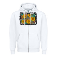 White leather sunflower background Zipper Hoodie - AdoDesignShop
