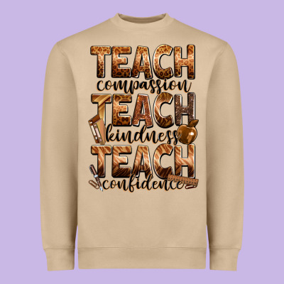 Teach Compassion Teach Kindness Teach Confidence Heavyweight Sweatshirt Designed By Zillion Design Studio