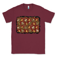 Burgundy christmas gingerbread man and house background Classic Tee - BundleAndBundleShop