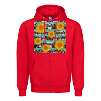 Red sunflower western seamless Zipper Hoodie - AdoDesignShop
