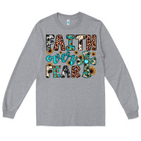 Heather Grey faith over fear Long Sleeve Tee - JahusDesignShop