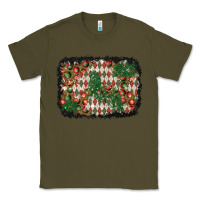 Army Green christmas ornament and diamond plaid  background Classic Tee - BundleAndBundleShop