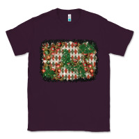 Plum christmas ornament and diamond plaid  background Classic Tee - BundleAndBundleShop