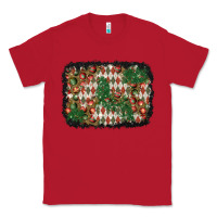 Red christmas ornament and diamond plaid  background Classic Tee - BundleAndBundleShop