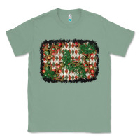 Sage christmas ornament and diamond plaid  background Classic Tee - BundleAndBundleShop