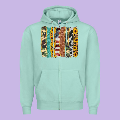 Western Brushstroke Zipper Hoodie Designed By Adodesignshop