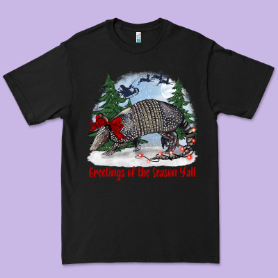 Greetings Of The Season Y'all With Armadillo Premium Tee Designed By Barkaloodesign
