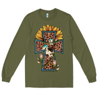 Army Green leopard cross  sunflower Long Sleeve Tee - JahusDesignShop