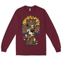 Burgundy leopard cross  sunflower Long Sleeve Tee - JahusDesignShop