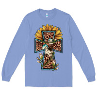 Colony Blue leopard cross  sunflower Long Sleeve Tee - JahusDesignShop