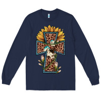 Navy leopard cross  sunflower Long Sleeve Tee - JahusDesignShop