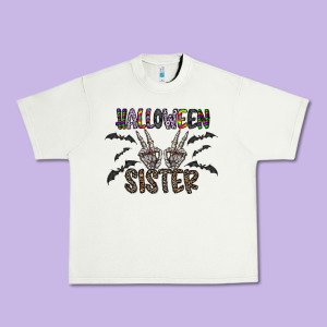 Halloween Sister Urban Heavy Tee Designed By Cowhidedigitalart