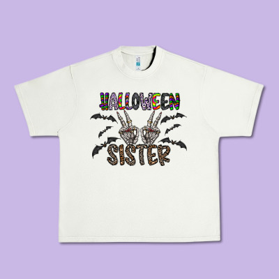 Halloween Sister Urban Heavy Tee Designed By Cowhidedigitalart