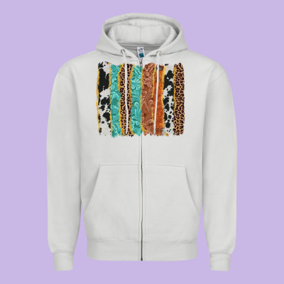 Western Brushstroke Zipper Hoodie Designed By Adodesignshop