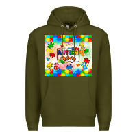 Army Green autism mom Premium Hoodie - LillyAllenDesigns