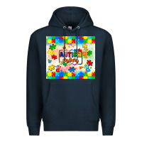 Navy autism mom Premium Hoodie - LillyAllenDesigns