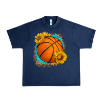 Navy western basketball with sunflower Urban Heavy Tee - HRA Design Shop