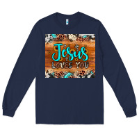 Navy jesus loves you Long Sleeve Tee - JahusDesignShop