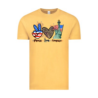 Vintage Mustard Peace love america 4th of july Vintage Tee - CowGirlArtShop