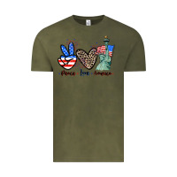 Vintage Olive Peace love america 4th of july Vintage Tee - CowGirlArtShop