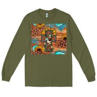 Army Green leopard cross sunflower Long Sleeve Tee - JahusDesignShop
