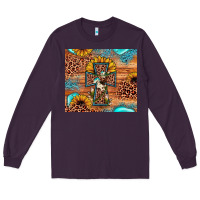 Plum leopard cross sunflower Long Sleeve Tee - JahusDesignShop