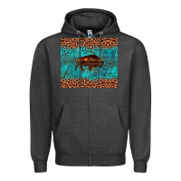 Charcoal Heather bison leopard gemstone Zipper Hoodie - Artiststas