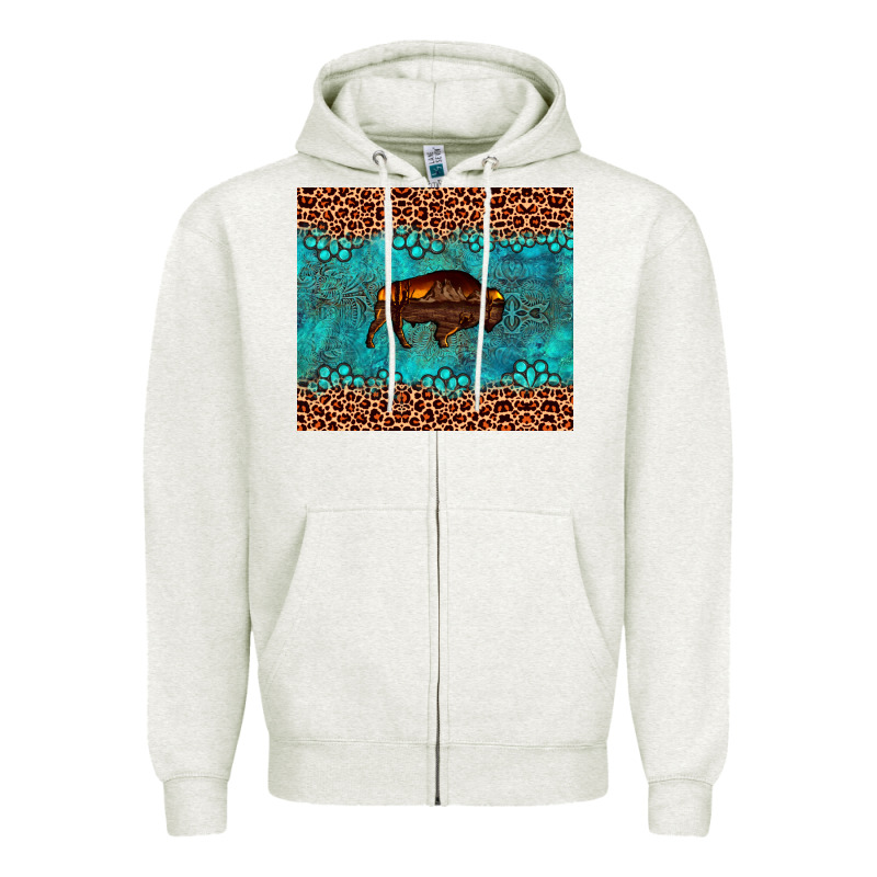 Bison Leopard Gemstone Zipper Hoodie by Artiststas | Teevron