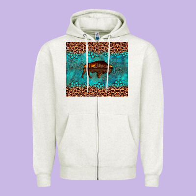 Bison Leopard Gemstone Zipper Hoodie Designed By Artiststas