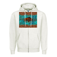 Oatmeal Heather bison leopard gemstone Zipper Hoodie - Artiststas