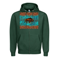 Sports Green bison leopard gemstone Zipper Hoodie - Artiststas