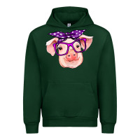Forest Green pig with bandana Urban Hoodie - RanaPortraitStore