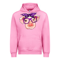 Fuchsia Pink pig with bandana Urban Hoodie - RanaPortraitStore